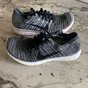 Gray and White Nike Free Rn Flyknit